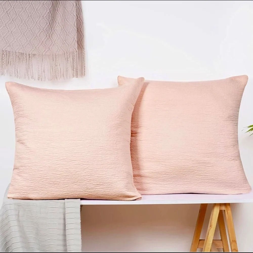 Luxury Home | Chic Peachy Blush Pink Marcielo Textured Euro Pillow Sham Covers